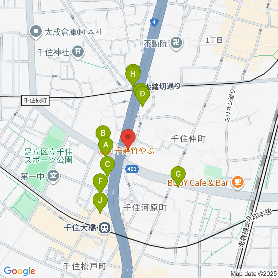 Gスクエア周辺のファミレス・ファーストフード一覧地図