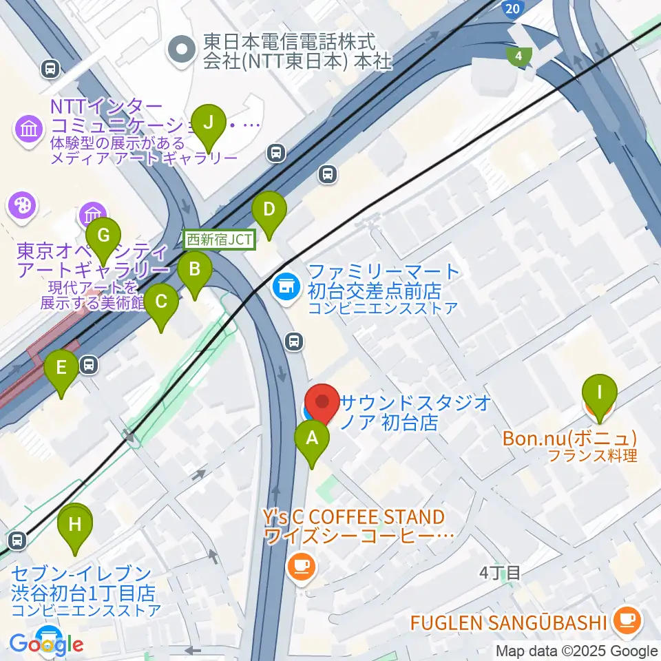 サウンドスタジオノア 初台店周辺のファミレス・ファーストフード一覧地図
