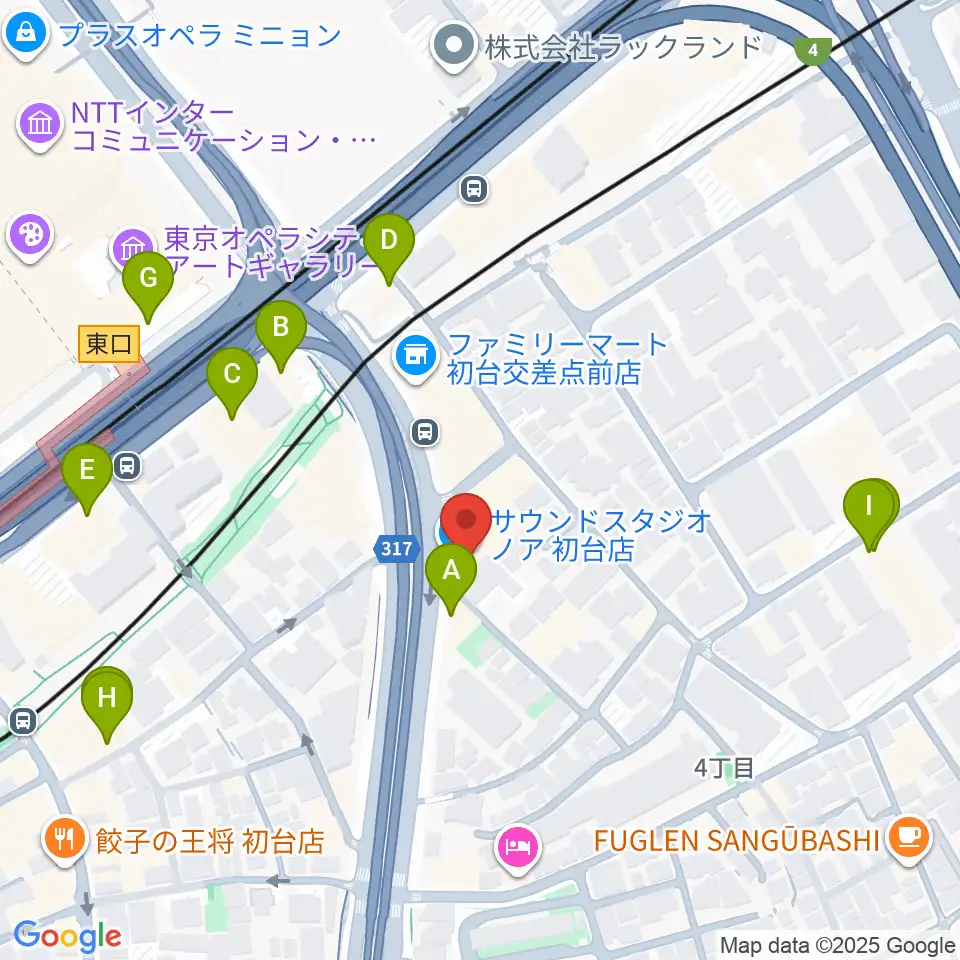 サウンドスタジオノア 初台店周辺のファミレス・ファーストフード一覧地図