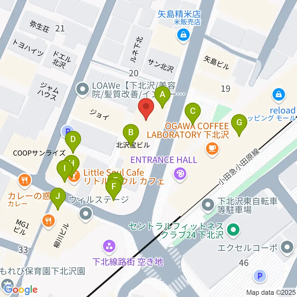 サウンドスタジオノア 下北沢店周辺のファミレス・ファーストフード一覧地図