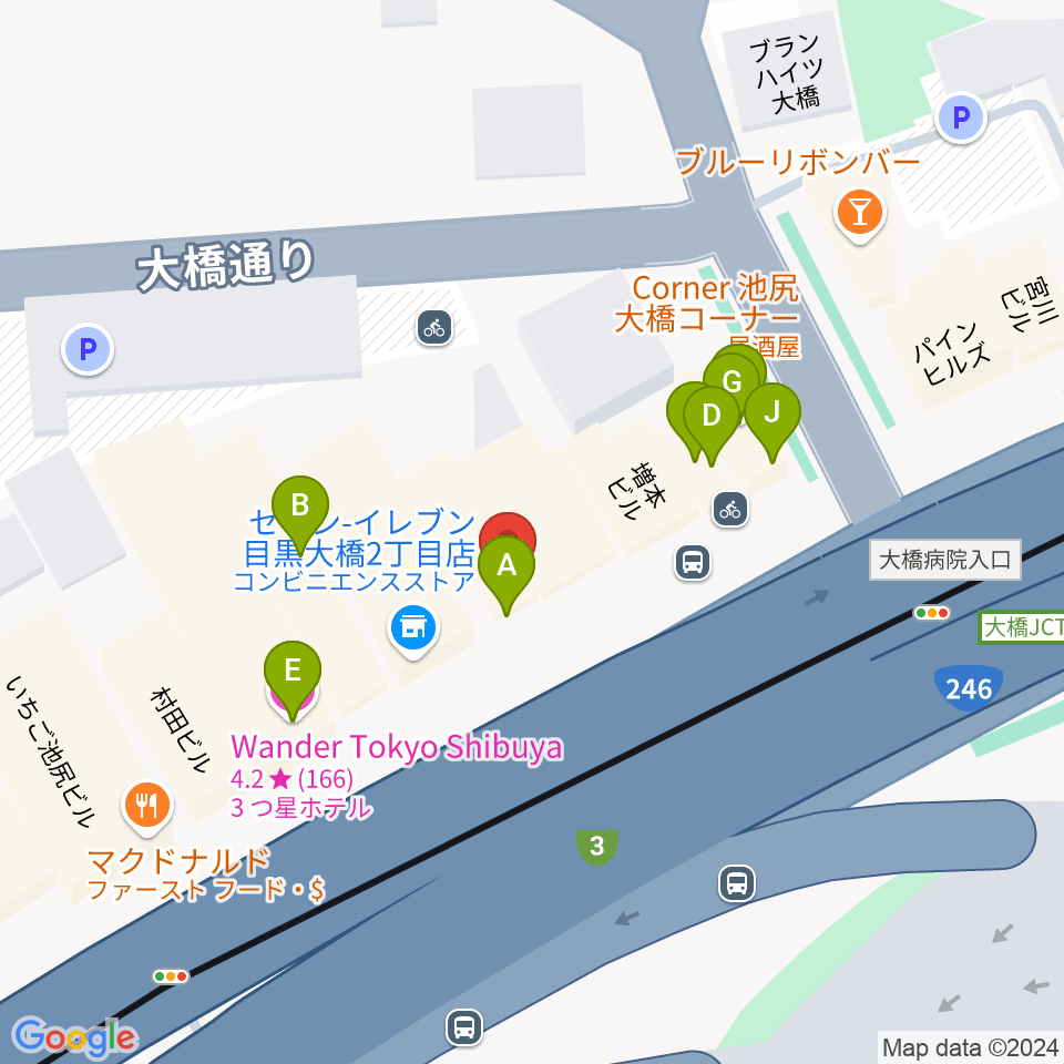 サウンドスタジオノア 池尻大橋店周辺のファミレス・ファーストフード一覧地図