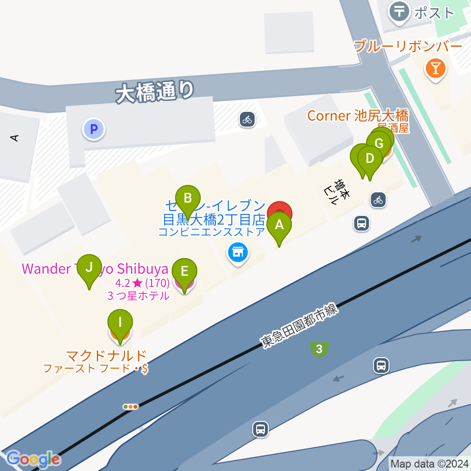 サウンドスタジオノア 池尻大橋店周辺のファミレス・ファーストフード一覧地図