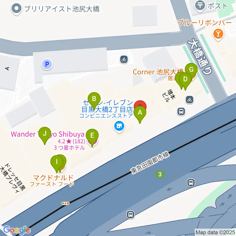 サウンドスタジオノア 池尻大橋店周辺のファミレス・ファーストフード一覧地図