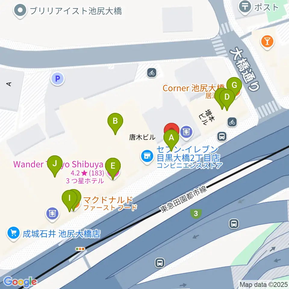 サウンドスタジオノア 池尻大橋店周辺のファミレス・ファーストフード一覧地図