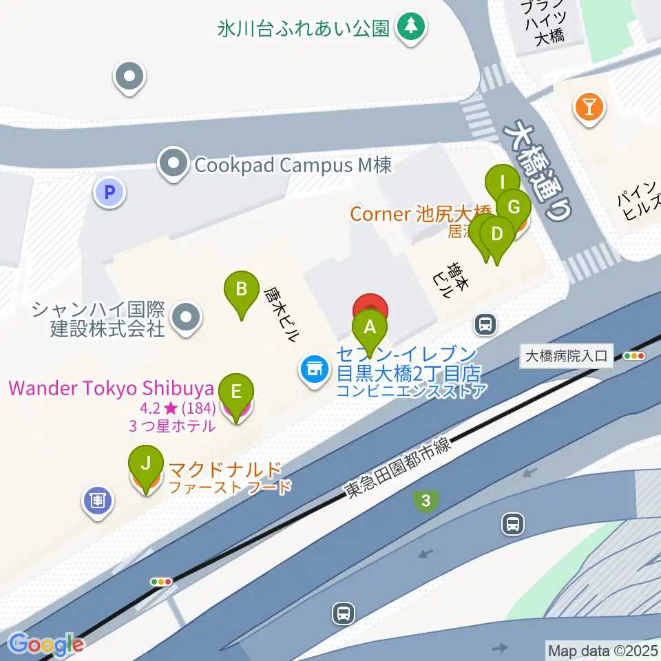 サウンドスタジオノア 池尻大橋店周辺のファミレス・ファーストフード一覧地図