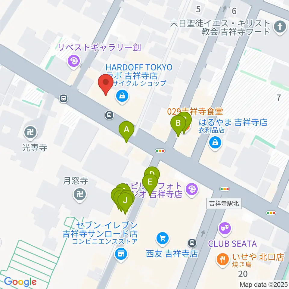 サウンドスタジオノア 吉祥寺店周辺のファミレス・ファーストフード一覧地図