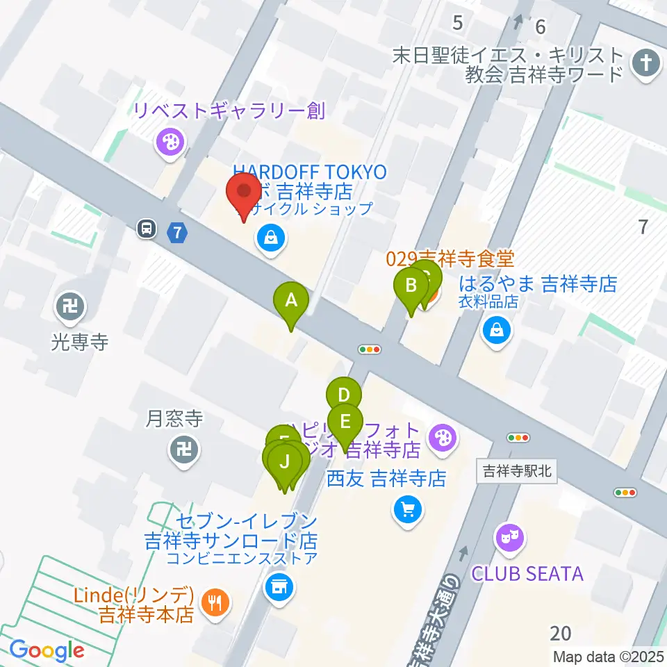 サウンドスタジオノア 吉祥寺店周辺のファミレス・ファーストフード一覧地図