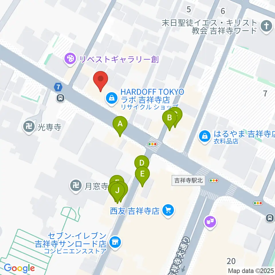 サウンドスタジオノア 吉祥寺店周辺のファミレス・ファーストフード一覧地図