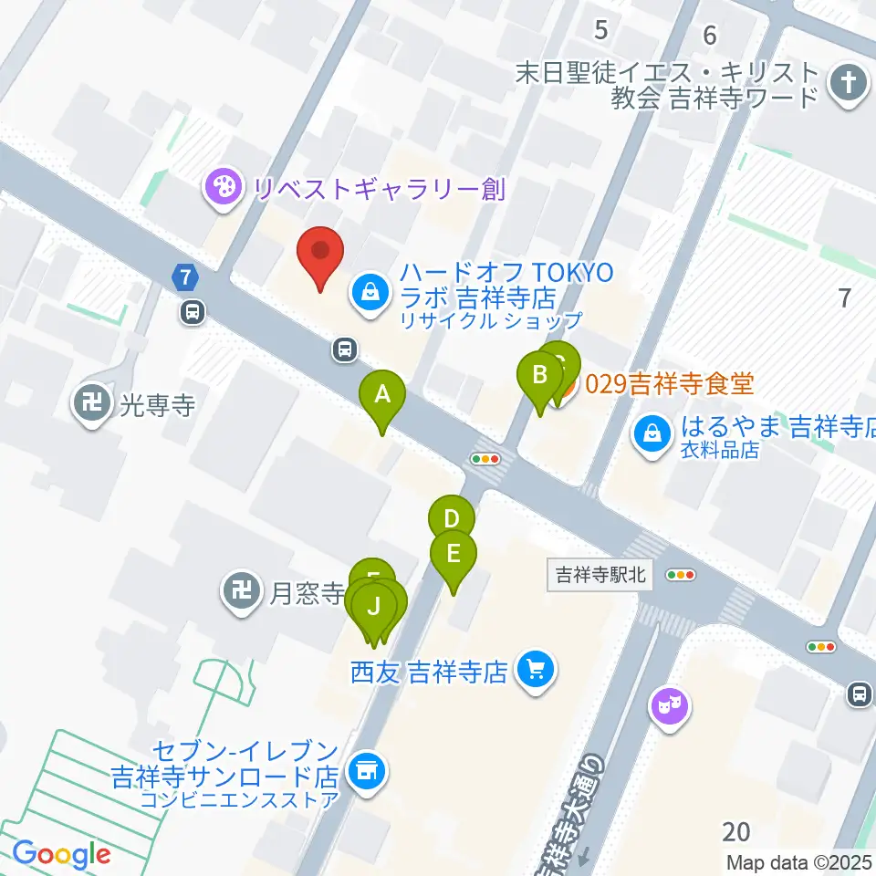 サウンドスタジオノア 吉祥寺店周辺のファミレス・ファーストフード一覧地図