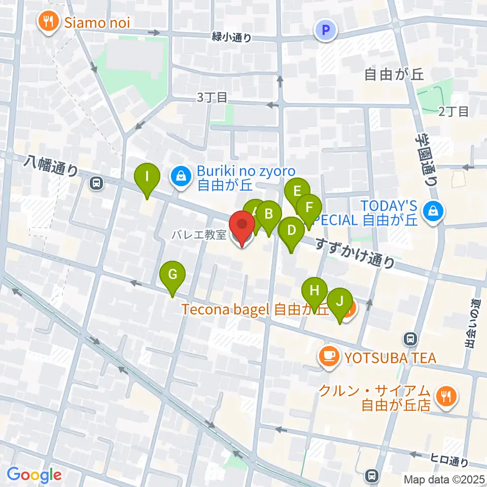 サウンドスタジオノア 自由が丘店周辺のファミレス・ファーストフード一覧地図