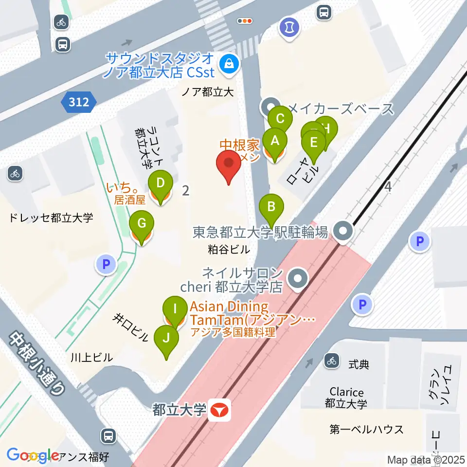 サウンドスタジオノア 都立大店周辺のファミレス・ファーストフード一覧地図