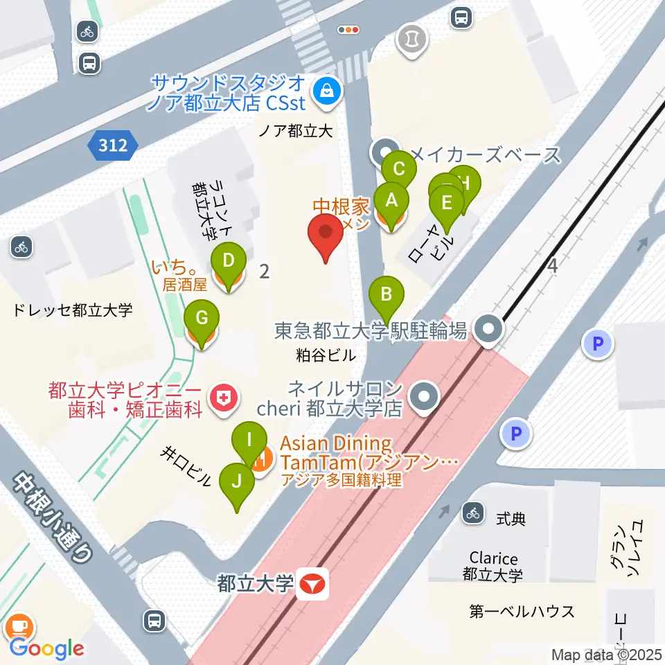 サウンドスタジオノア 都立大店周辺のファミレス・ファーストフード一覧地図
