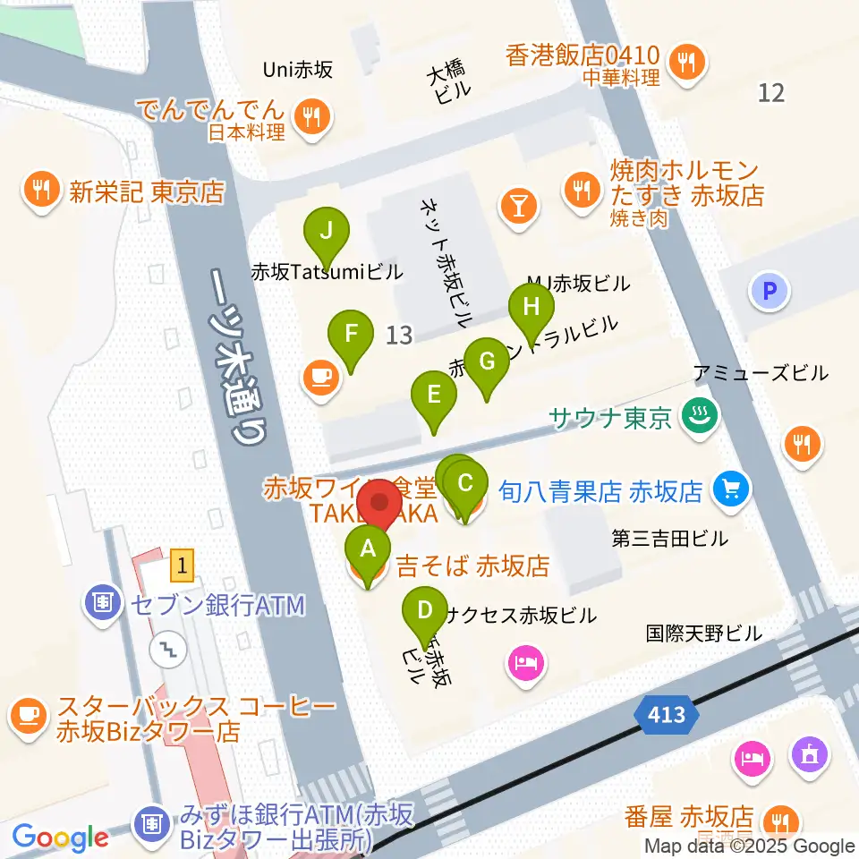 サウンドスタジオノア 赤坂店周辺のファミレス・ファーストフード一覧地図