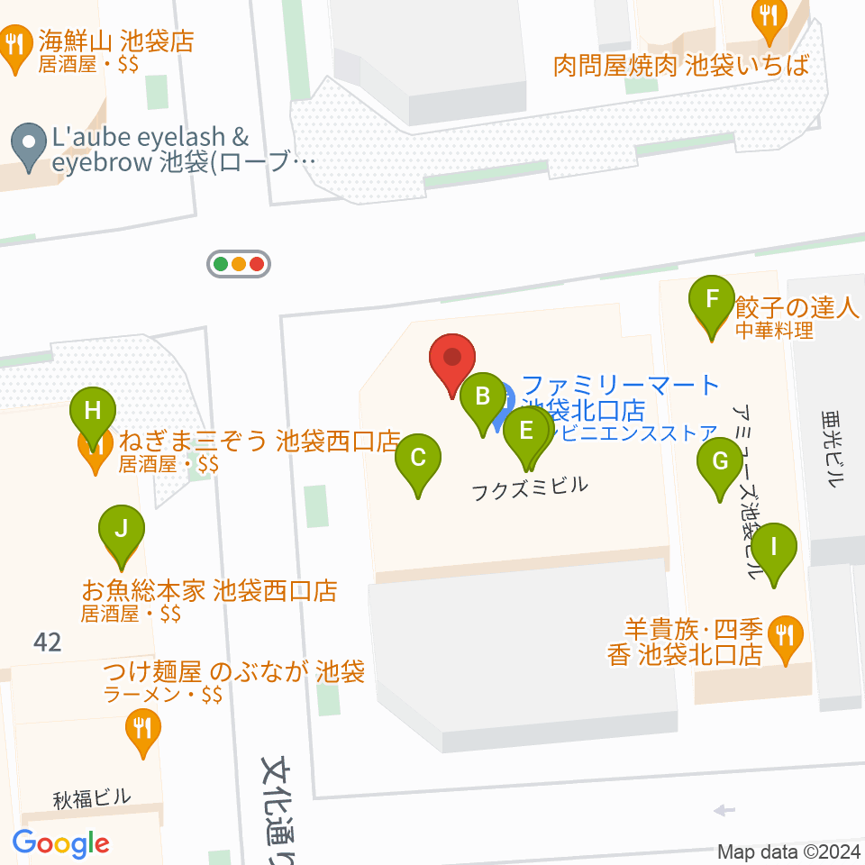 ゲートウェイスタジオ池袋北口店周辺のファミレス・ファーストフード一覧地図