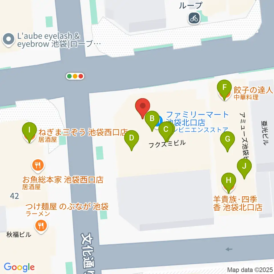 ゲートウェイスタジオ池袋北口店周辺のファミレス・ファーストフード一覧地図