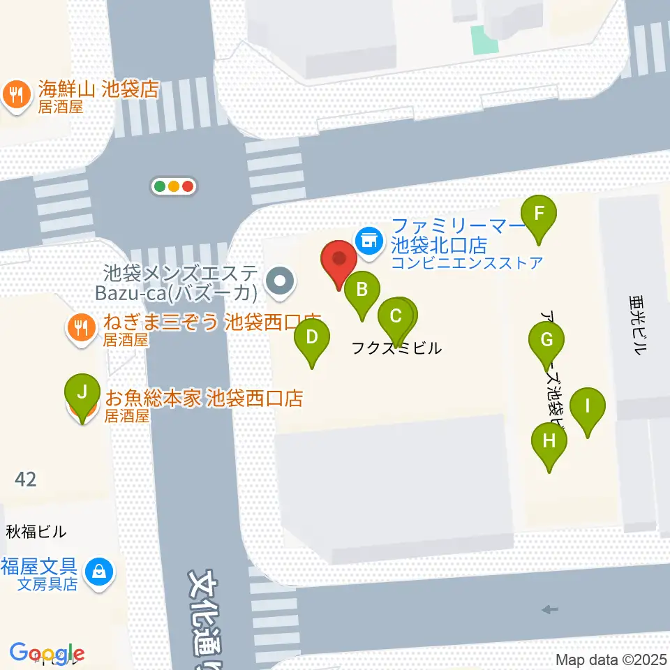 ゲートウェイスタジオ池袋北口店周辺のファミレス・ファーストフード一覧地図
