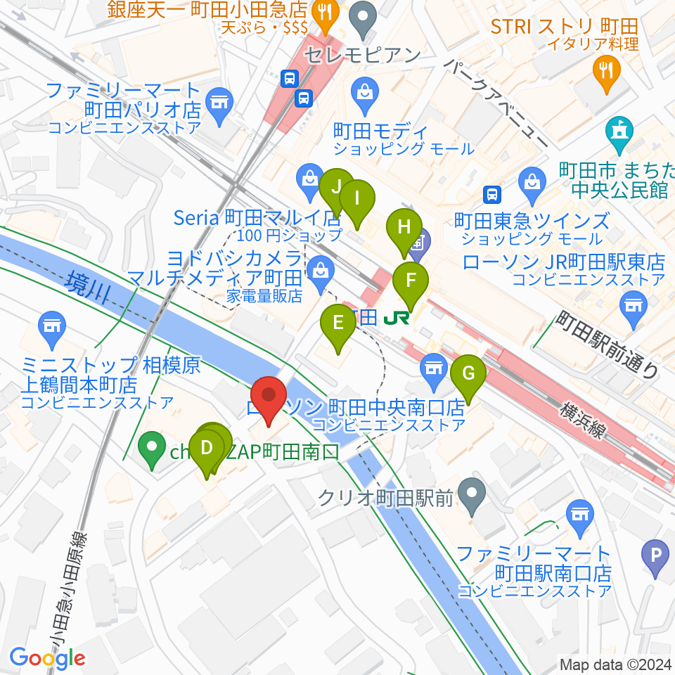 ゲートウェイスタジオ町田店周辺のファミレス・ファーストフード一覧地図