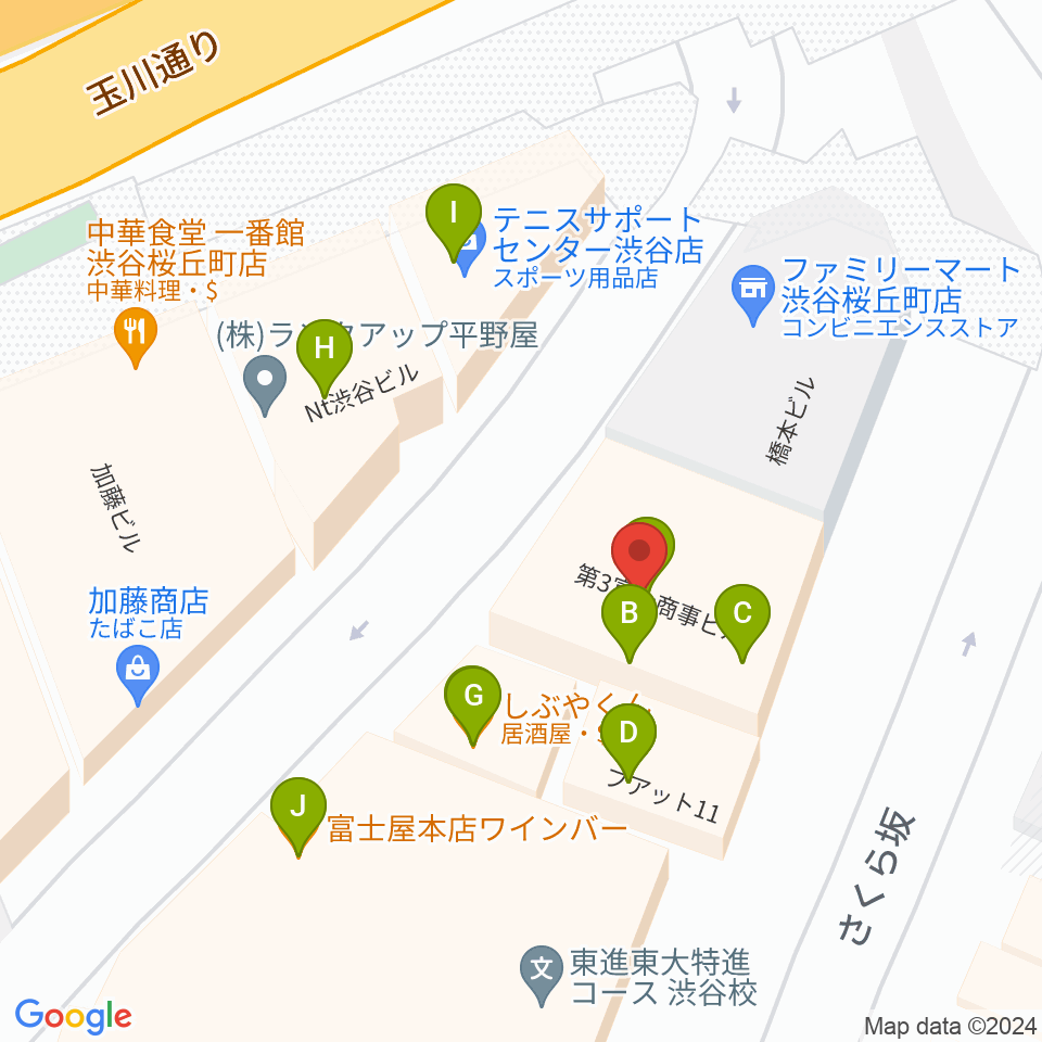 スタジオペンタ渋谷シティサイド周辺のファミレス・ファーストフード一覧地図