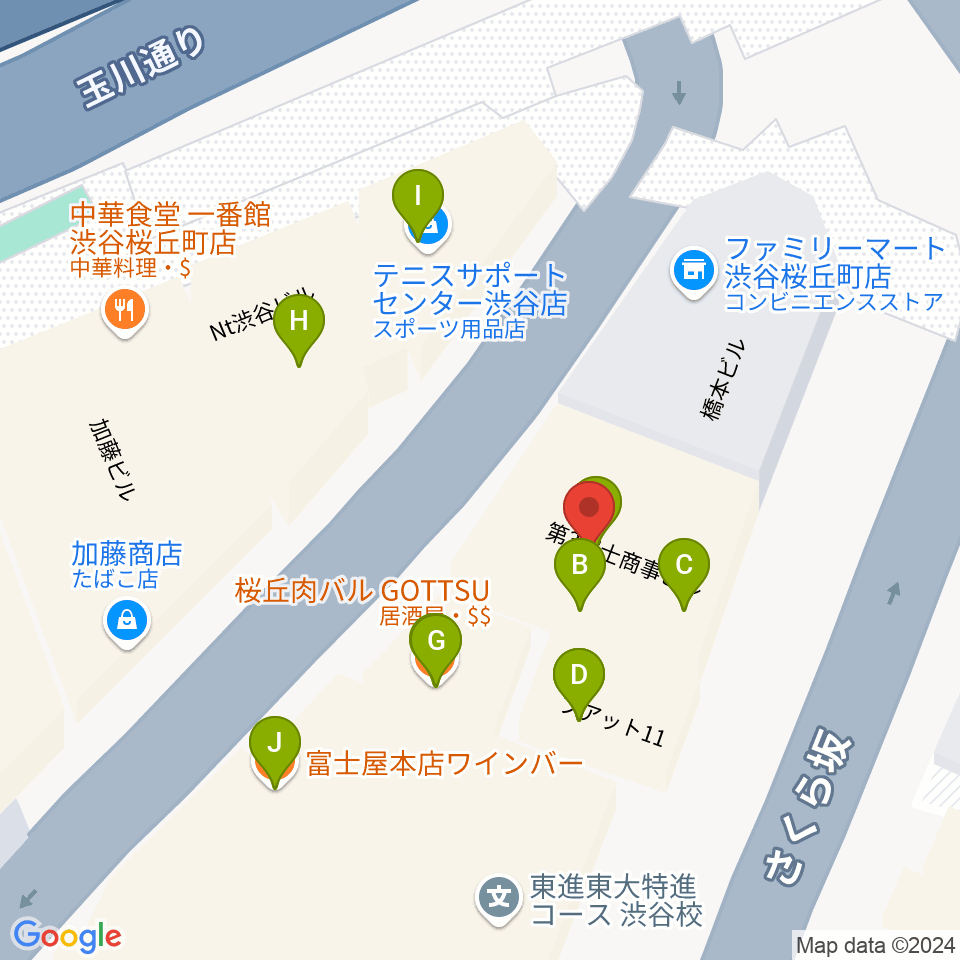 スタジオペンタ渋谷シティサイド周辺のファミレス・ファーストフード一覧地図