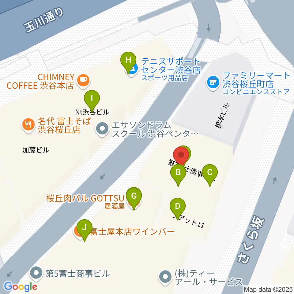 スタジオペンタ渋谷シティサイド周辺のファミレス・ファーストフード一覧地図