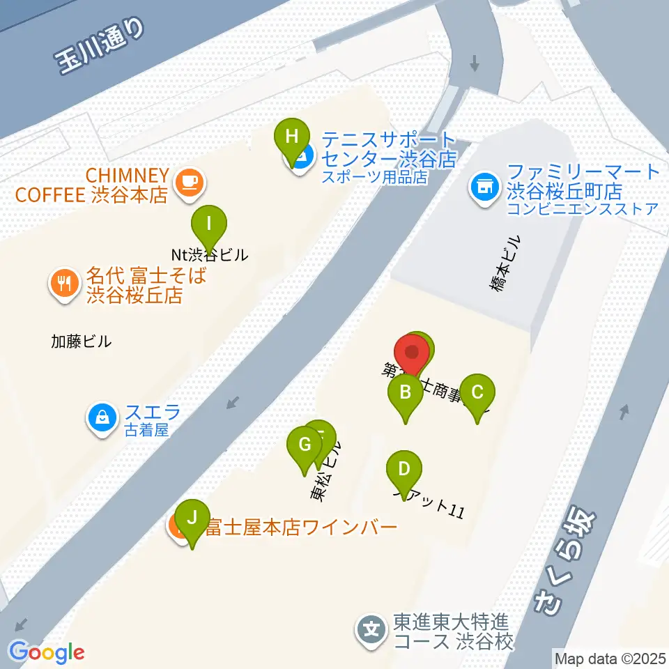 スタジオペンタ渋谷シティサイド周辺のファミレス・ファーストフード一覧地図