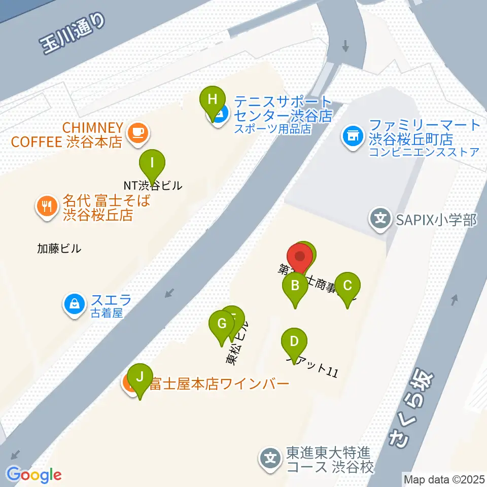 スタジオペンタ渋谷シティサイド周辺のファミレス・ファーストフード一覧地図