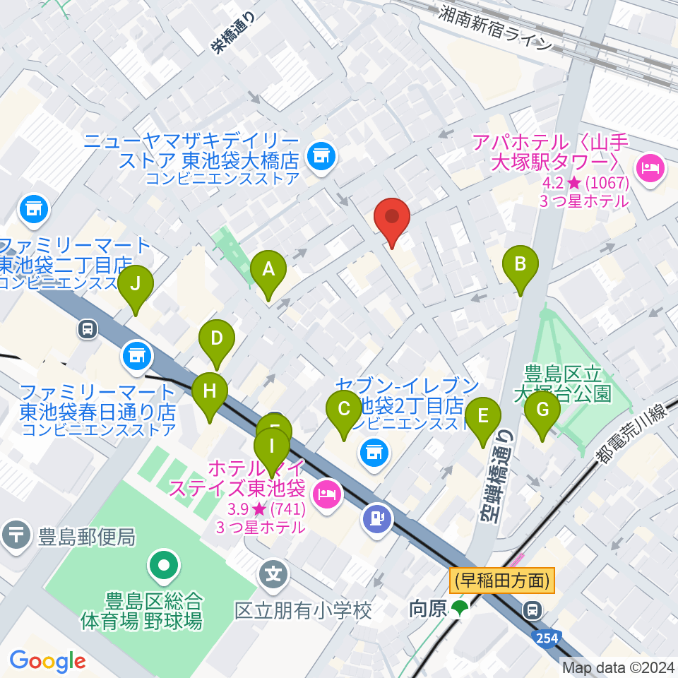 スタジオペンタ大塚店周辺のファミレス・ファーストフード一覧地図