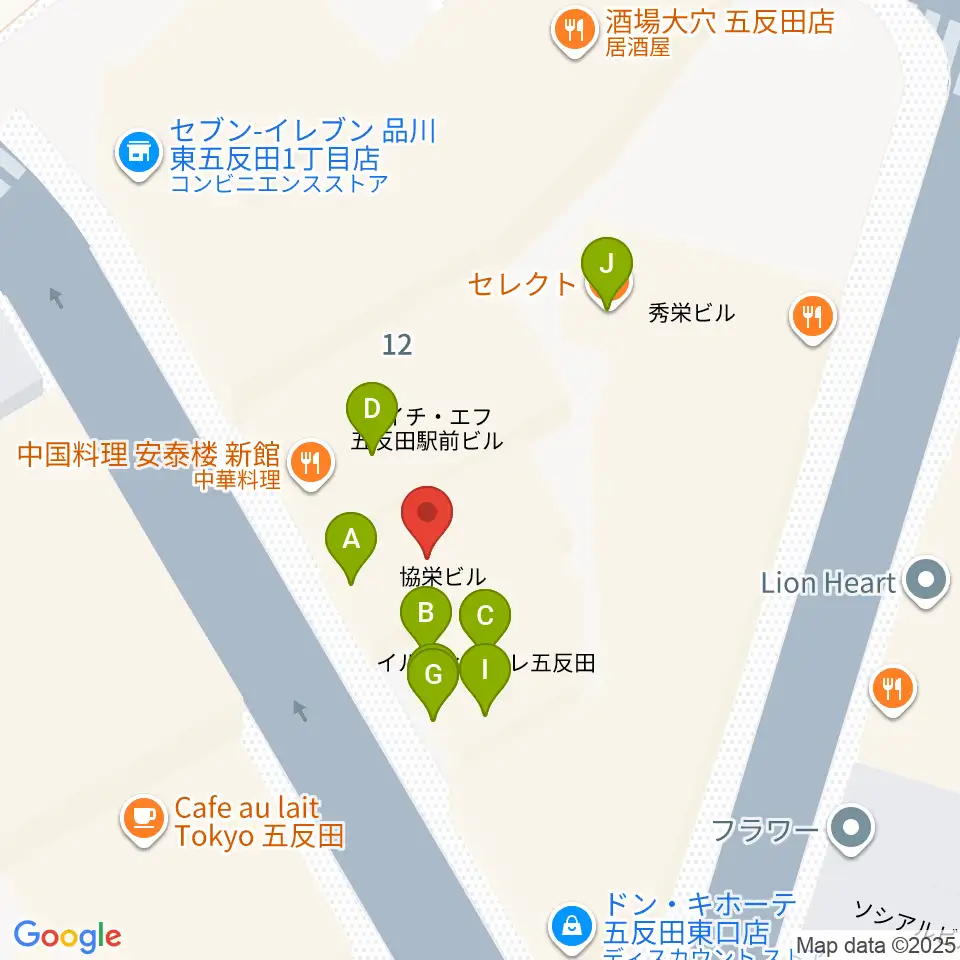 スタジオペンタ五反田店周辺のファミレス・ファーストフード一覧地図