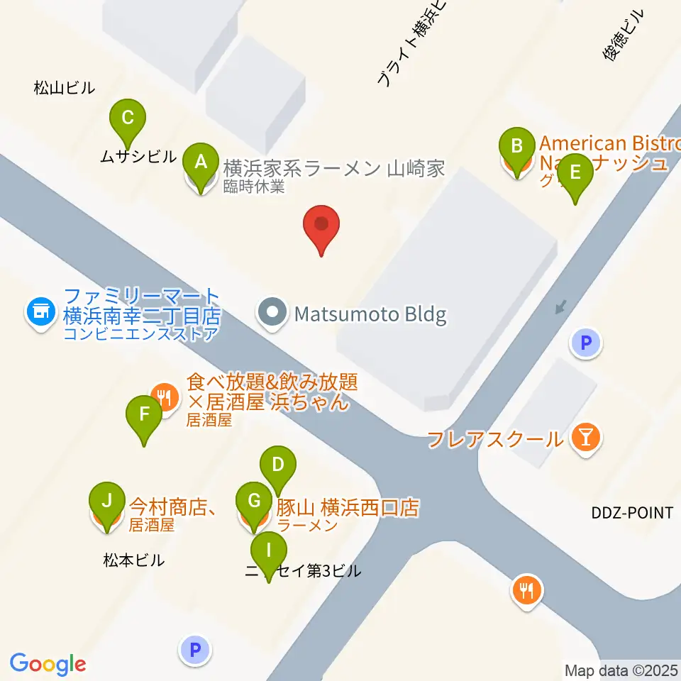 スタジオペンタ横浜店周辺のファミレス・ファーストフード一覧地図