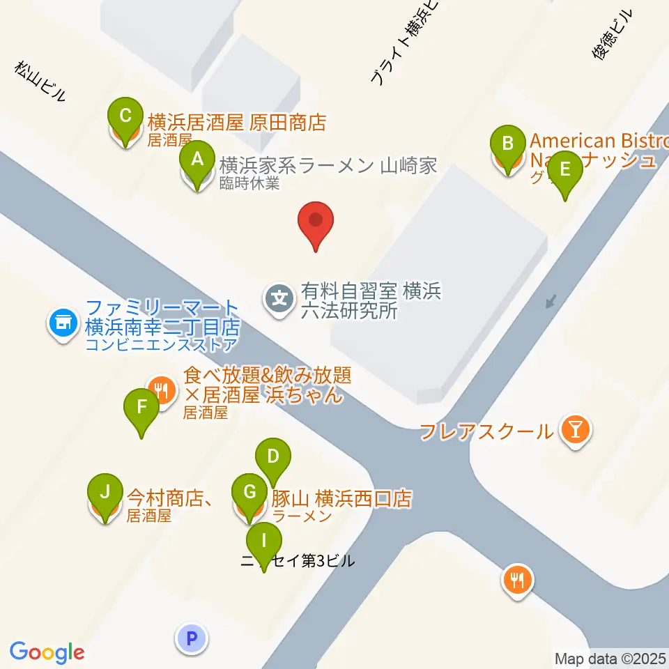スタジオペンタ横浜店周辺のファミレス・ファーストフード一覧地図