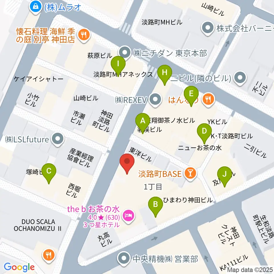 MUSIC JOY神田周辺のファミレス・ファーストフード一覧地図