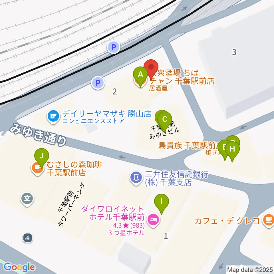 スタジオペンタ千葉駅前店周辺のファミレス・ファーストフード一覧地図