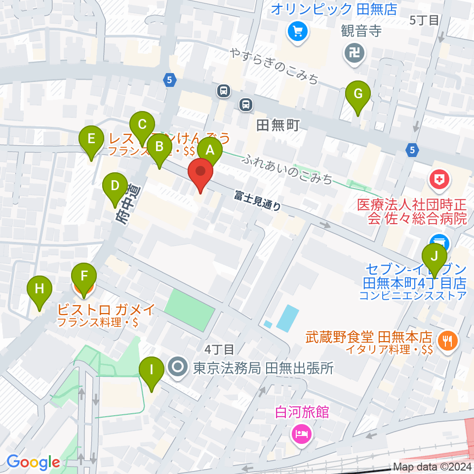 スタジオトライブ周辺のファミレス・ファーストフード一覧地図