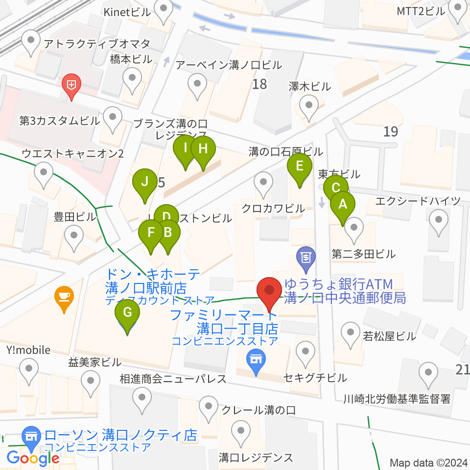 スタジオノード溝の口店周辺のファミレス・ファーストフード一覧地図