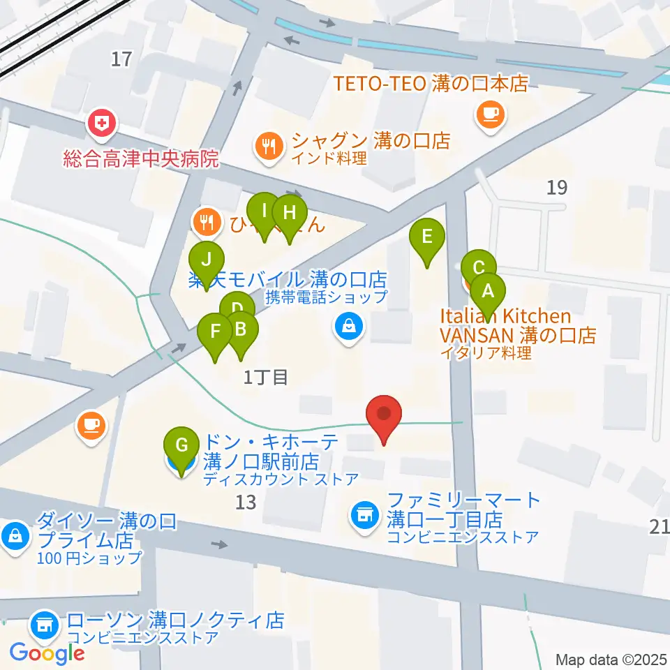 スタジオノード溝の口店周辺のファミレス・ファーストフード一覧地図