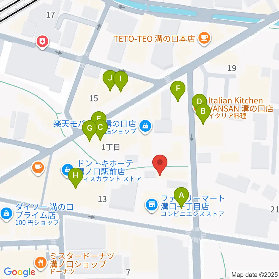 スタジオノード溝の口店周辺のファミレス・ファーストフード一覧地図