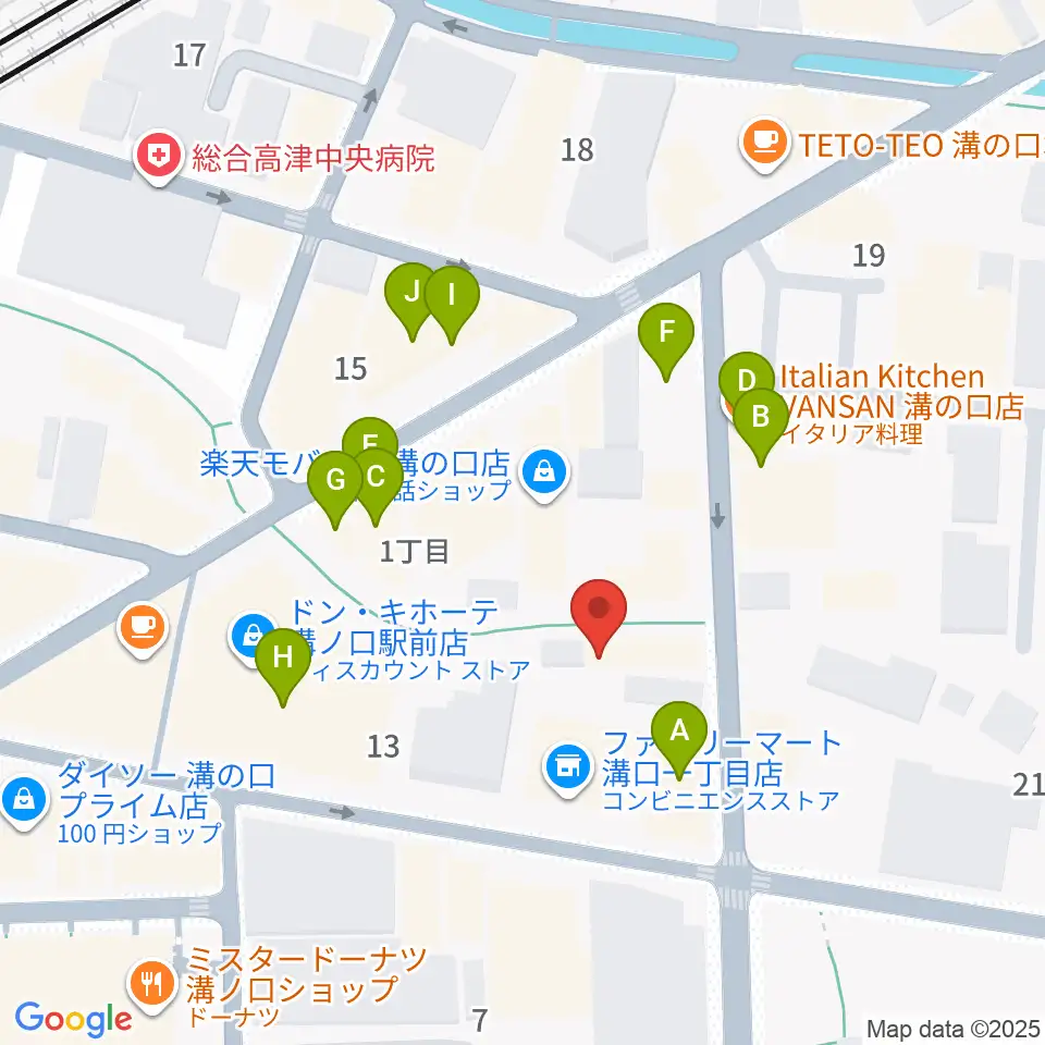 スタジオノード溝の口店周辺のファミレス・ファーストフード一覧地図