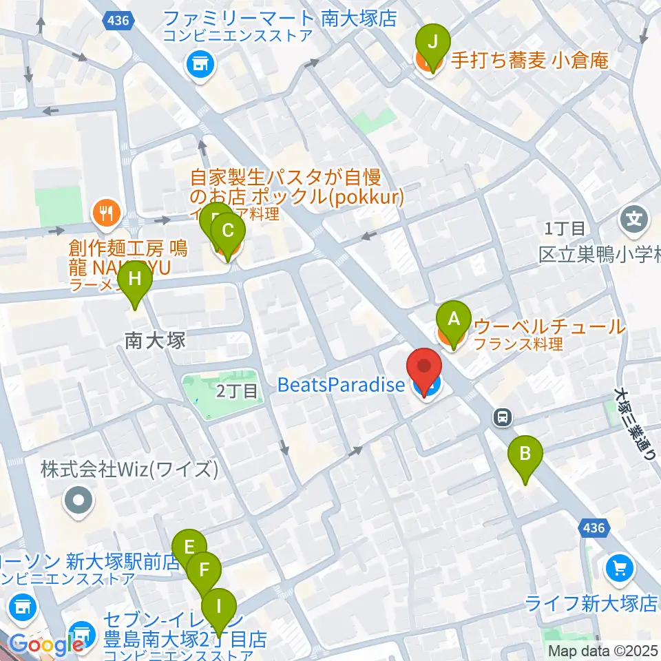 BeatsParadise周辺のファミレス・ファーストフード一覧地図