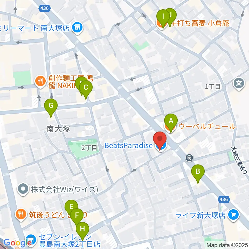 BeatsParadise周辺のファミレス・ファーストフード一覧地図
