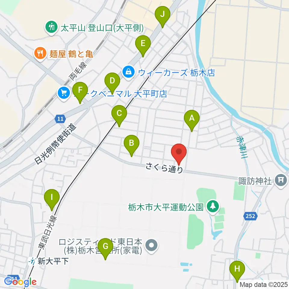 大平文化会館周辺のファミレス・ファーストフード一覧地図