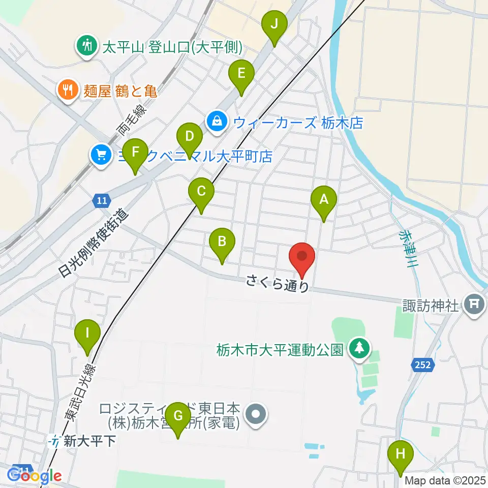 大平文化会館周辺のファミレス・ファーストフード一覧地図