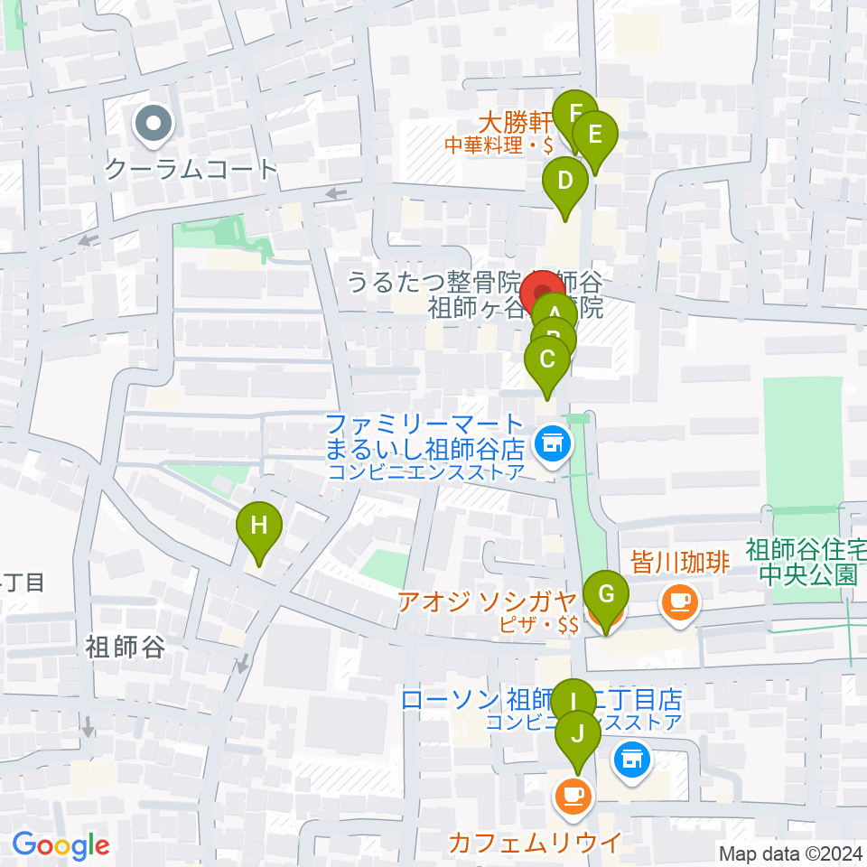 スタジオセイント周辺のファミレス・ファーストフード一覧地図