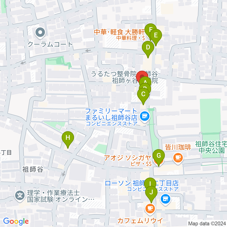 スタジオセイント周辺のファミレス・ファーストフード一覧地図