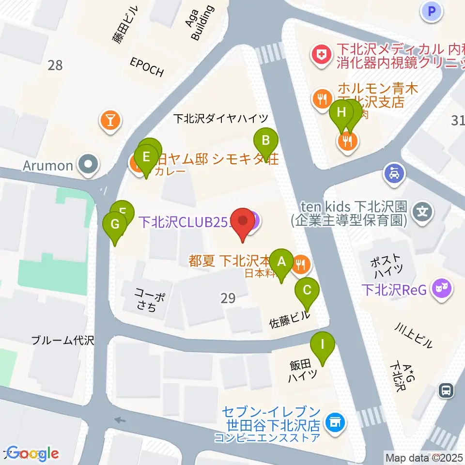 アンディーズスタジオ周辺のファミレス・ファーストフード一覧地図