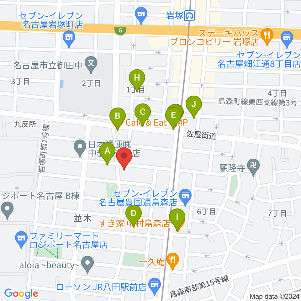 スタジオ・ルカロ周辺のファミレス・ファーストフード一覧地図