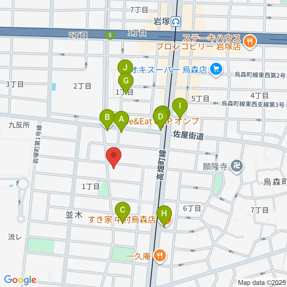 スタジオ・ルカロ周辺のファミレス・ファーストフード一覧地図