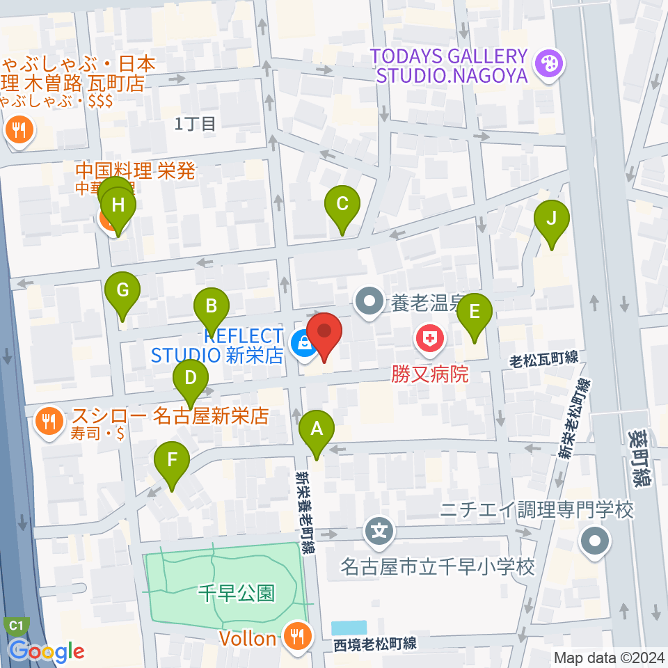 スタジオオフサイド周辺のファミレス・ファーストフード一覧地図