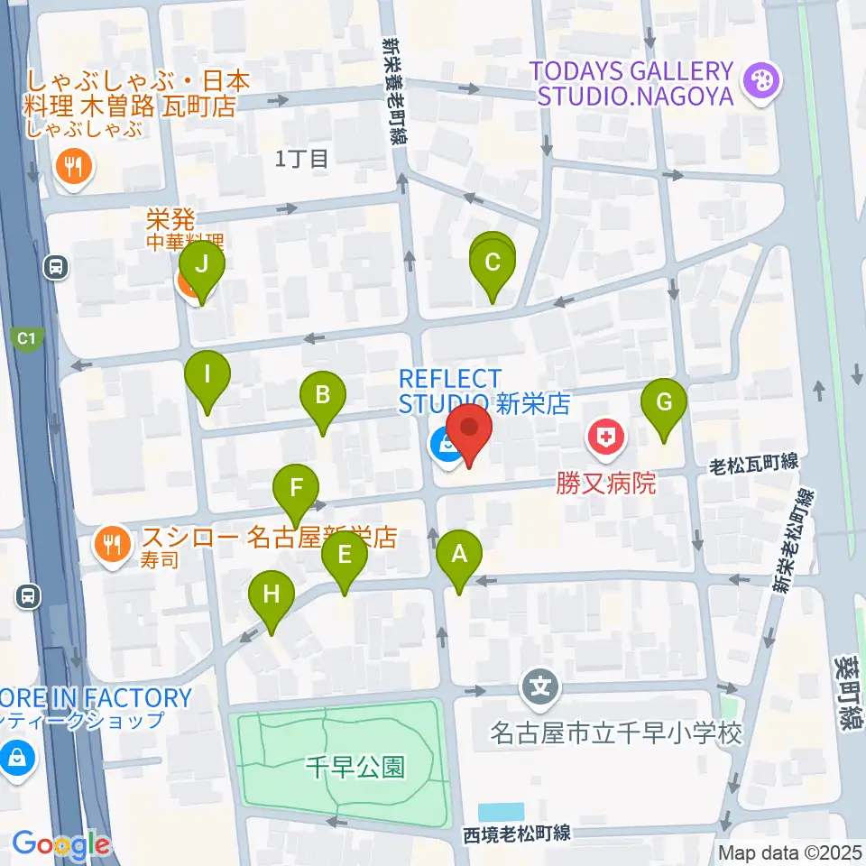 スタジオオフサイド周辺のファミレス・ファーストフード一覧地図