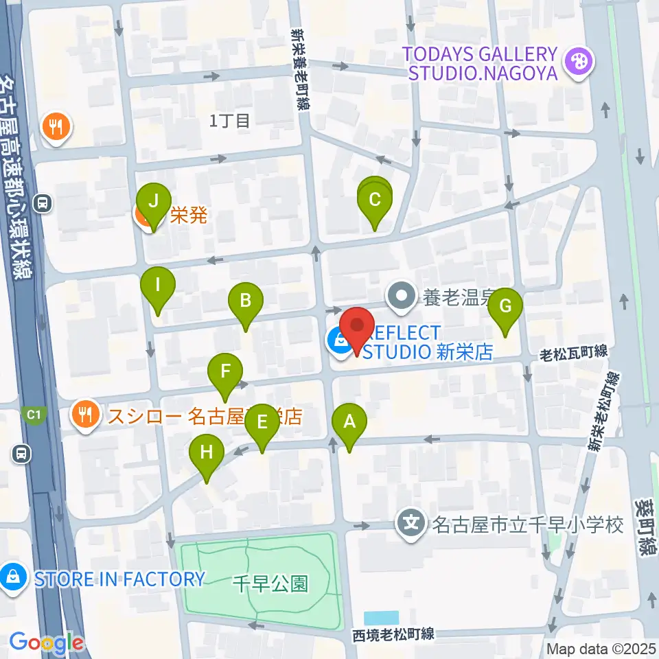 スタジオオフサイド周辺のファミレス・ファーストフード一覧地図