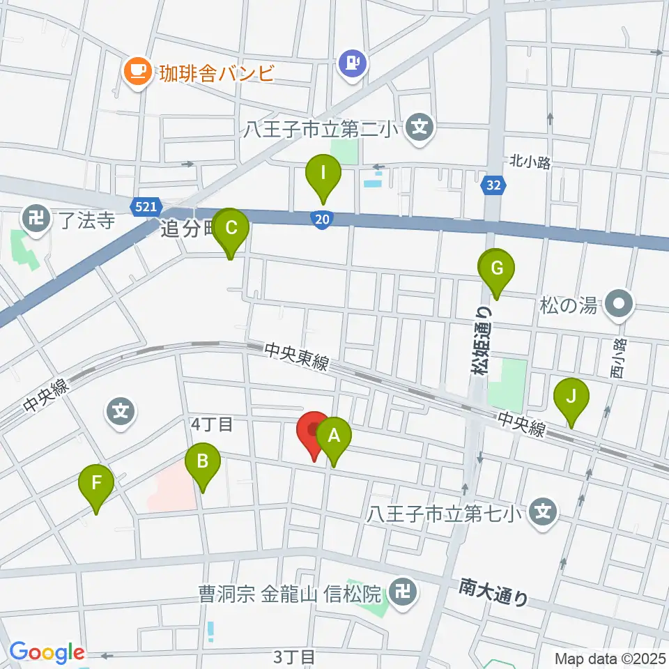スタジオオルウェイズ周辺のファミレス・ファーストフード一覧地図